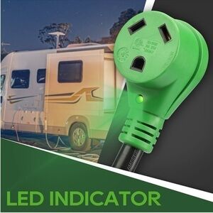 NWT RVGUARD 50 Amp to 30 Amp RV Adapter Cord 12 Inch, NEMA 14-50P Led indicator